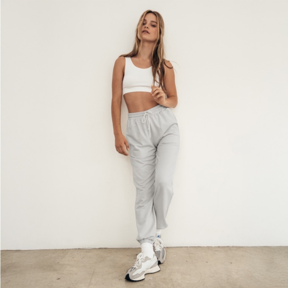 Angels Welcome Market Recycled Cotton Jogger Pant - Light Gray